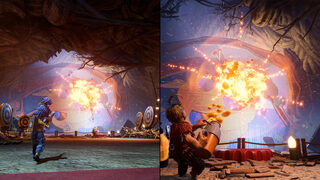 Cody und May kämpfen in It Takes Two im Splitscreen gegen einen Gegner
