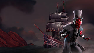 Piratenfigur vor einem Schiff im offiziellen September-2026-Motiv von Sea of Thieves
