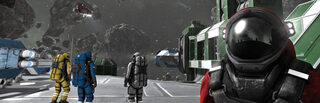 Space Engineers – offizielles Steam-Key-Art mit Raumfahrzeug und Astronaut.