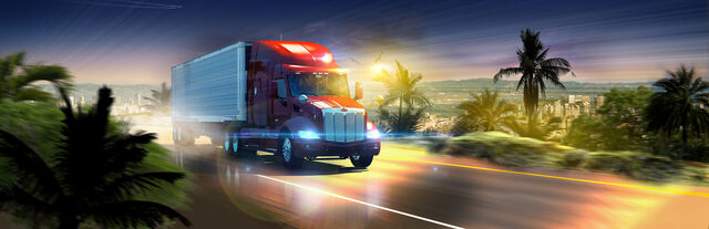 American Truck Simulator – offizielles Steam-Key-Art mit US-Truck auf einer Fernstraße.