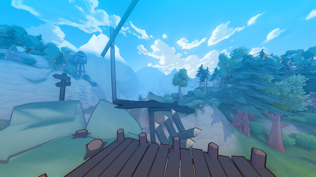 Friendly Steps – offizielle Spielszene mit Berglandschaft und Hindernisparcours