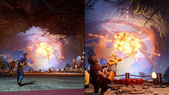 Cody und May kämpfen in It Takes Two im Splitscreen gegen einen Gegner