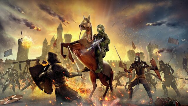 Kingmakers – bewaffnete Spielfigur in einer mittelalterlichen Schlacht