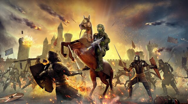 Kingmakers – bewaffnete Spielfigur in einer mittelalterlichen Schlacht