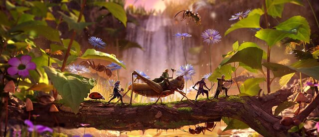 Smalland 2: Lost Realms – Smallfolk und Kreaturen ziehen durch eine farbenreiche überwucherte Landschaft