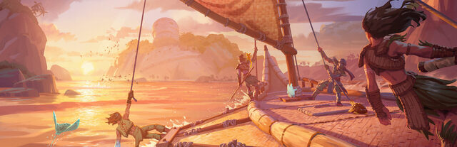 Voyagers of Nera – offizielles Steam-Key-Art mit Figuren in einer magischen Ozeanwelt.