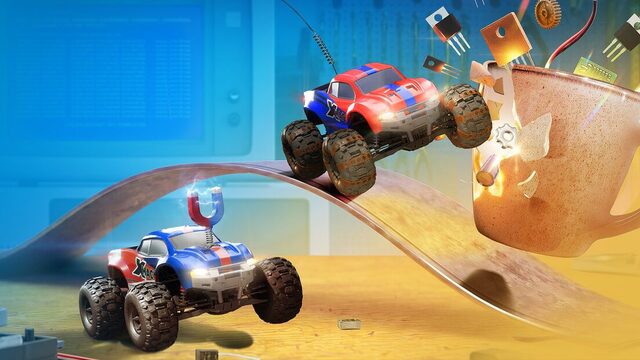 WheelMates mit zwei kleinen RC-Autos in einer übergroßen Umgebung