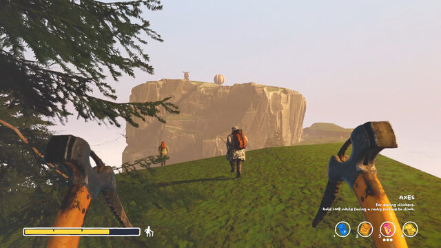 Sunset Summit – mehrere Spieler klettern gemeinsam an einer schwebenden Felsinsel